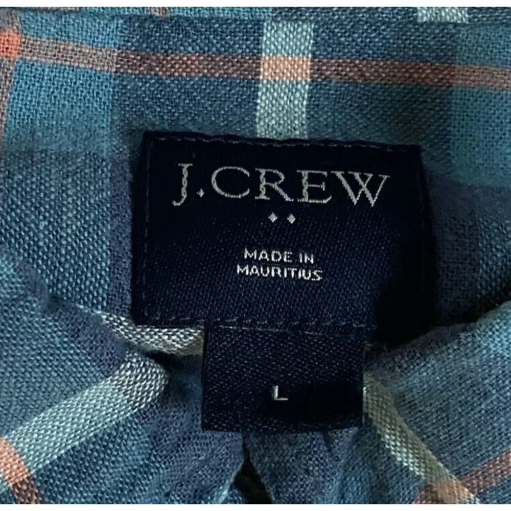 J Crew Shirt Mens Large Blue Twill Plaid Button Down‎ Long Sleeve